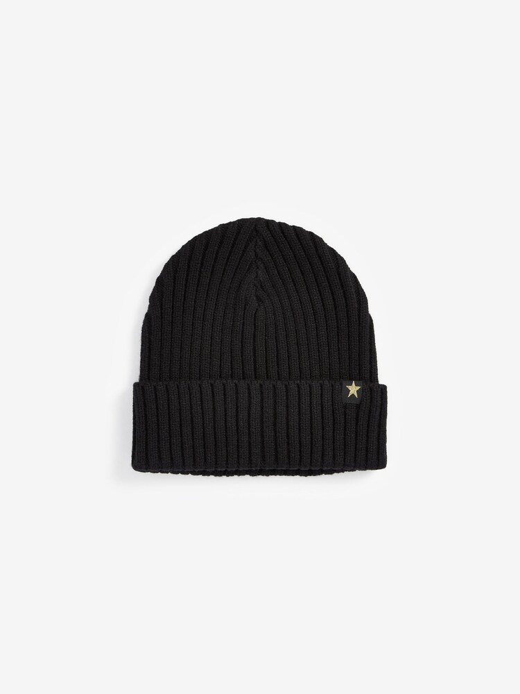 Black Rib Beanie Hat (1-16yrs) - Image 1 of 2