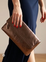 Jones Bootmaker Metallic Wylie Fold-Over Clutch - Image 1 of 6