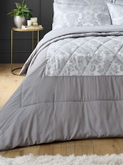 Catherine Lansfield Silver Damask Jacquard Bedspread - Image 1 of 3
