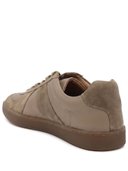 Jones Bootmaker Taupe Brown Santo Leather Trainers - Image 3 of 6