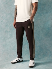 adidas Brown Essentials 3 Stripe Joggers - Image 1 of 4