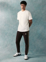 adidas Brown Essentials 3 Stripe Joggers - Image 2 of 4