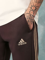 adidas Brown Essentials 3 Stripe Joggers - Image 4 of 4