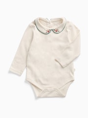 MORI Christmas Embroidered Collar Long Sleeve Bodysuit - Imagen 2 de 3