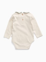 MORI Christmas Embroidered Collar Long Sleeve Bodysuit - Imagen 3 de 3