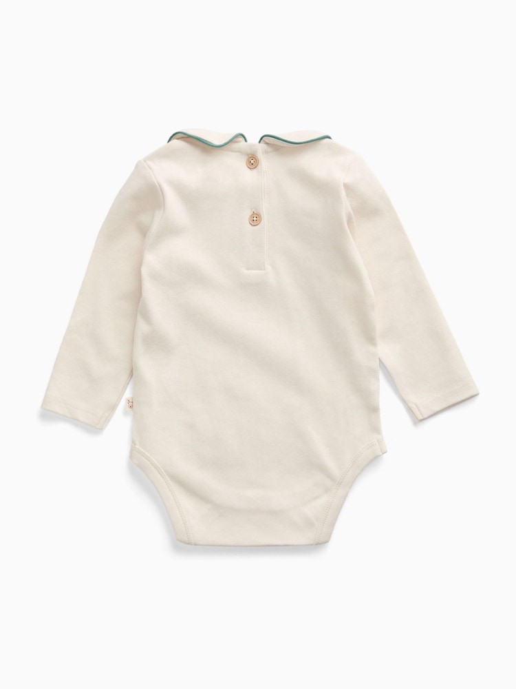 MORI Christmas Embroidered Collar Long Sleeve Bodysuit - Imagen 3 de 3