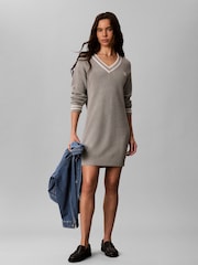 Calvin Klein Grey Cotton Knit Jumper Dress - Image 1 of 4