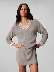 Calvin Klein Grey Cotton Knit Jumper Dress - Image 3 of 4