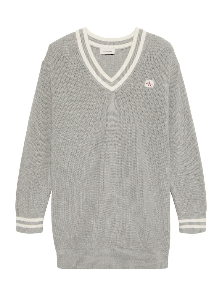 Calvin Klein Grey Cotton Knit Jumper Dress - Image 4 of 4 Calvin Klein Grey Cotton Knit Jumper Dress - Image 4 of 4