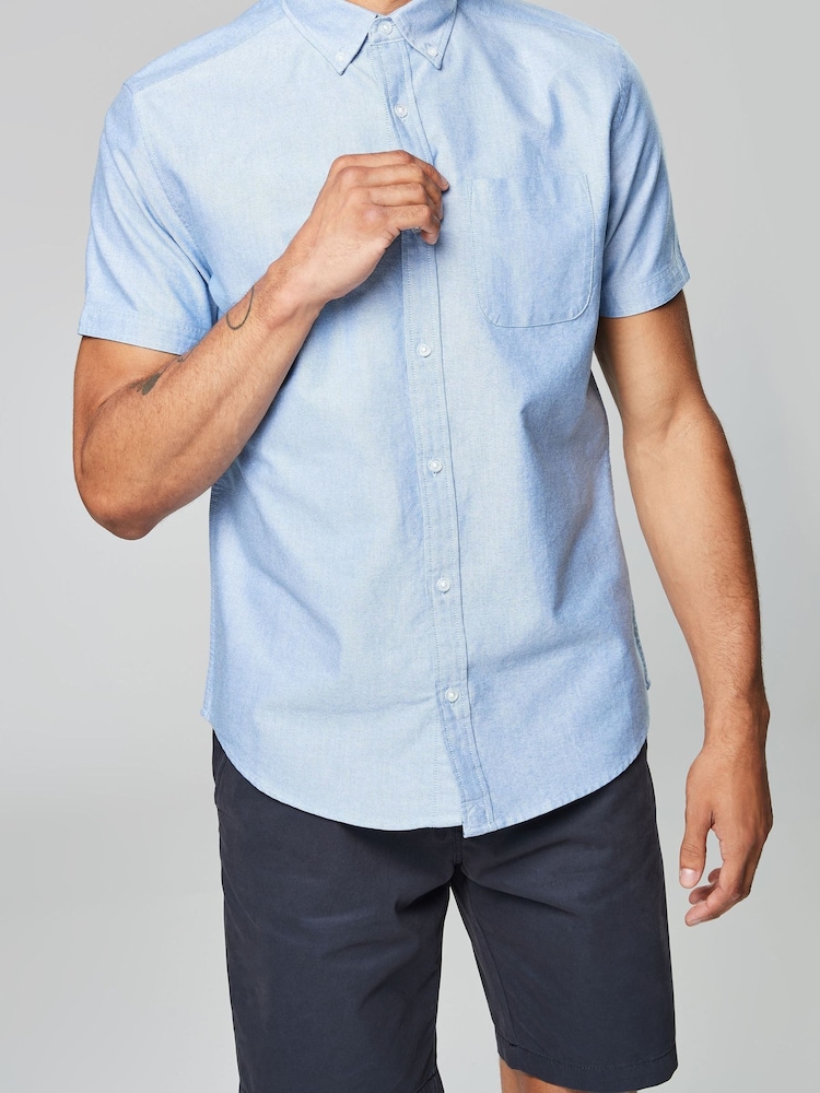 Light Blue Regular Fit Short Sleeve Oxford Shirt - Image 1 of 4