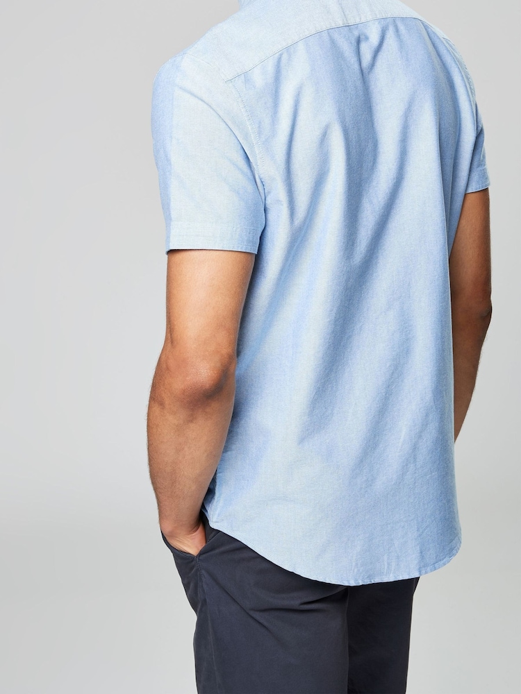 Light Blue Regular Fit Short Sleeve Oxford Shirt - Image 2 of 4