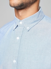 Light Blue Regular Fit Short Sleeve Oxford Shirt - Image 3 of 4