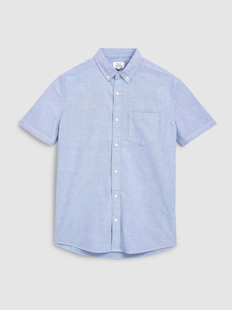 Light Blue Regular Fit Short Sleeve Oxford Shirt - Image 4 of 4