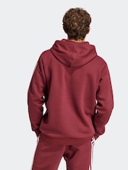 adidas Red Essentials Fleece 3-Stripes 100% Cotton Hoodie - Image 2 of 6