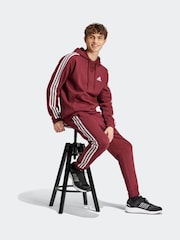 adidas Red Essentials Fleece 3-Stripes 100% Cotton Hoodie - Image 3 of 6