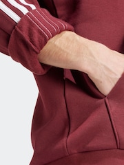 adidas Red Essentials Fleece 3-Stripes 100% Cotton Hoodie - Image 5 of 6