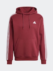 adidas Red Essentials Fleece 3-Stripes 100% Cotton Hoodie - Image 6 of 6