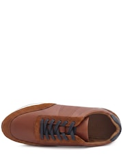 Jones Bootmaker Tan Brown Leather Salvi Wide Fit Leather Trainers - Image 5 of 6