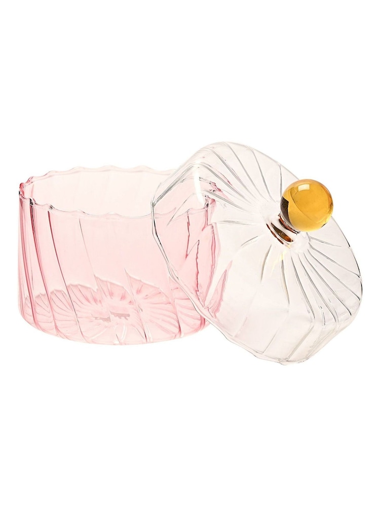 Widdop Pink Handmade Coloured Glass Trinket Box - Image 2 of 4 Widdop Pink Handmade Coloured Glass Trinket Box - Image 2 of 4