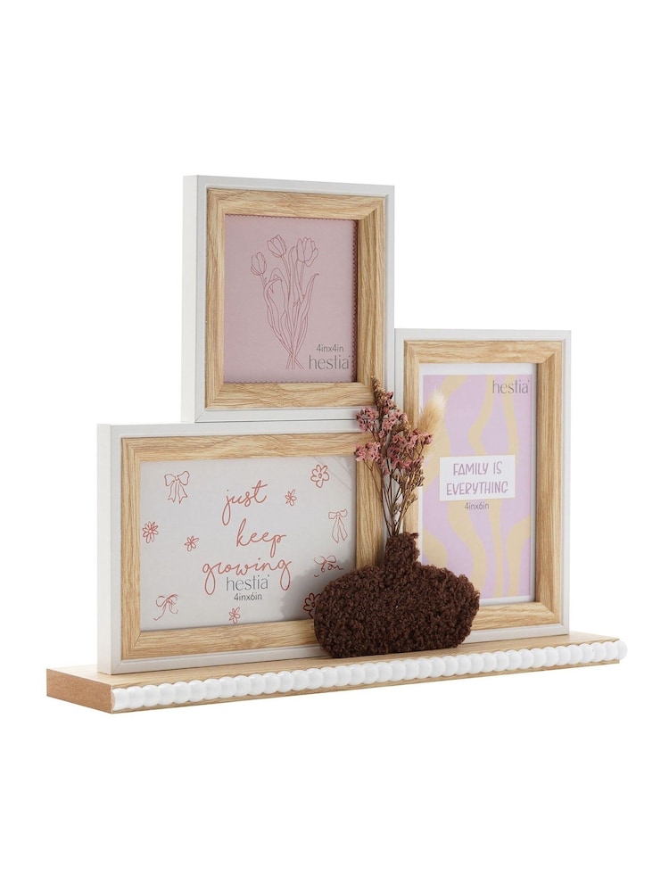 Widdop Brown 3 Frame Collage with Vase & Dried Flowers - Image 1 of 4 Widdop Brown 3 Frame Collage with Vase & Dried Flowers - Image 1 of 4