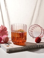 Widdop Set of 2 Pink Scalloped Glass Tumblers - Image 1 of 3