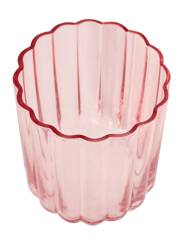 Widdop Set of 2 Pink Scalloped Glass Tumblers - Image 3 of 3 Widdop Set of 2 Pink Scalloped Glass Tumblers - Image 3 of 3