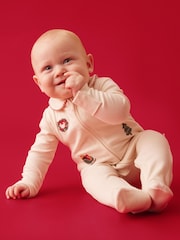 MORI Christmas Embroidered Soft Cotton Two Way Zip-Up Sleepsuit - Εικόνα 1 από 6