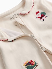 MORI Christmas Embroidered Soft Cotton Two Way Zip-Up Sleepsuit - Εικόνα 6 από 6