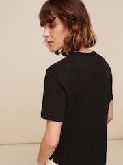 Whistles Black Basic Emily 100% Cotton T-Shirt - Image 2 of 5
