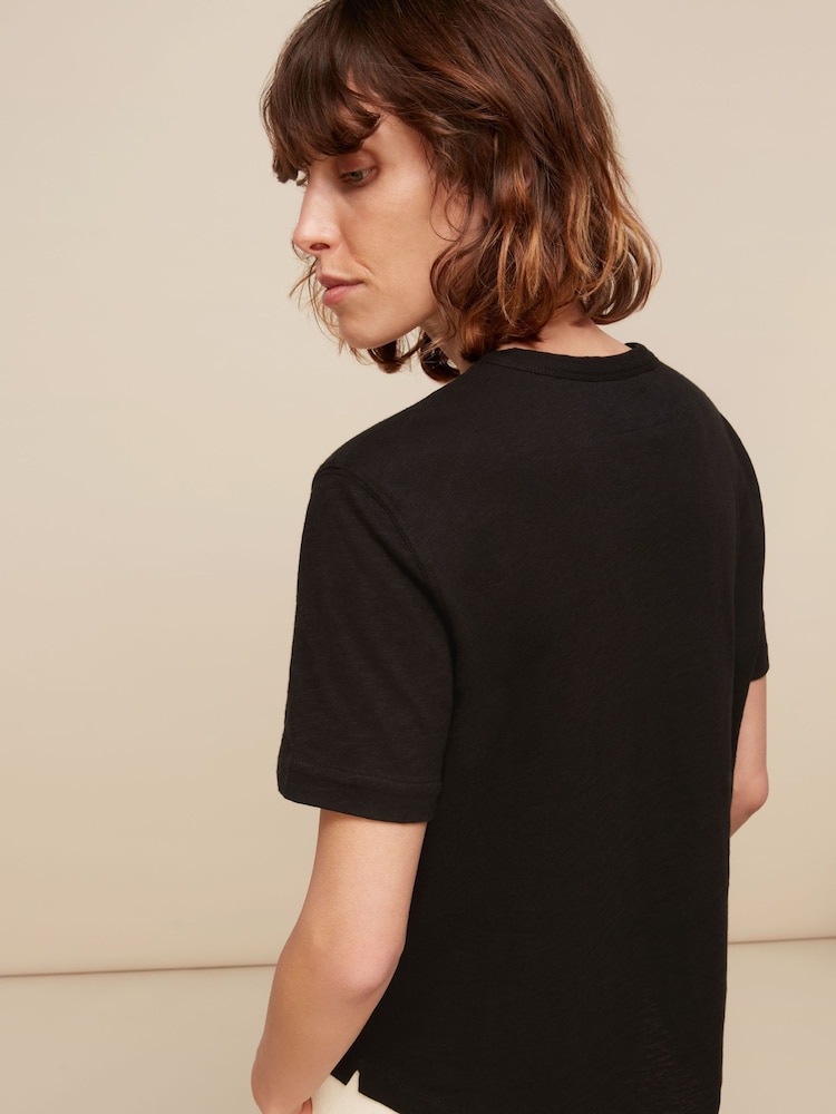 Whistles Black Basic Emily 100% Cotton T-Shirt - Image 2 of 5