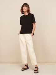 Whistles Black Basic Emily 100% Cotton T-Shirt - Image 3 of 5