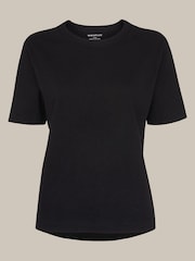 Whistles Black Basic Emily 100% Cotton T-Shirt - Image 5 of 5