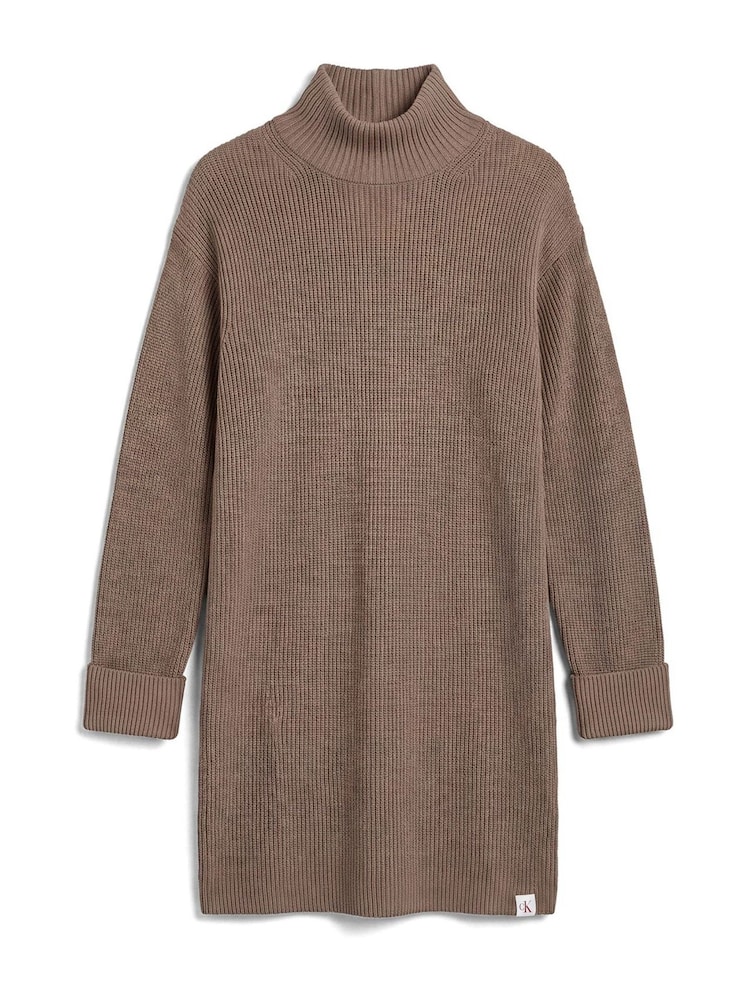 Calvin Klein Brown Relaxed Rib Mini Dress - Image 6 of 6