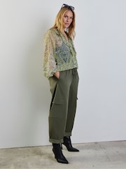 Live Unlimited Green Print Frill Long Sleeve Blouse - Image 3 of 5