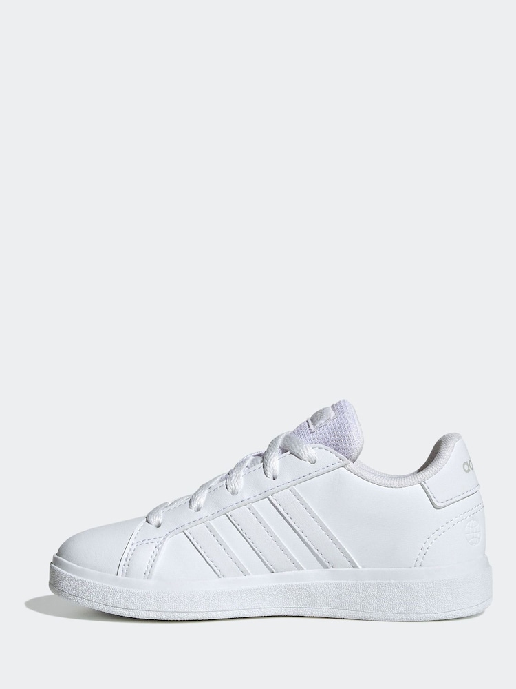 adidas White Grand Court Lace-Up Trainers - Image 2 of 8