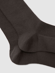 Reiss Chocolate Charlie Wool-Cotton Fine-Rib Socks - Image 2 of 3