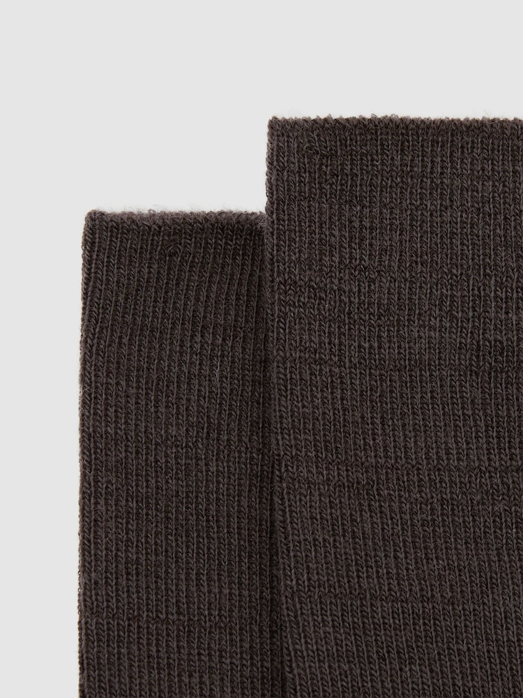 Reiss Chocolate Charlie Wool-Cotton Fine-Rib Socks - Image 3 of 3 Reiss Chocolate Charlie Wool-Cotton Fine-Rib Socks - Image 3 of 3