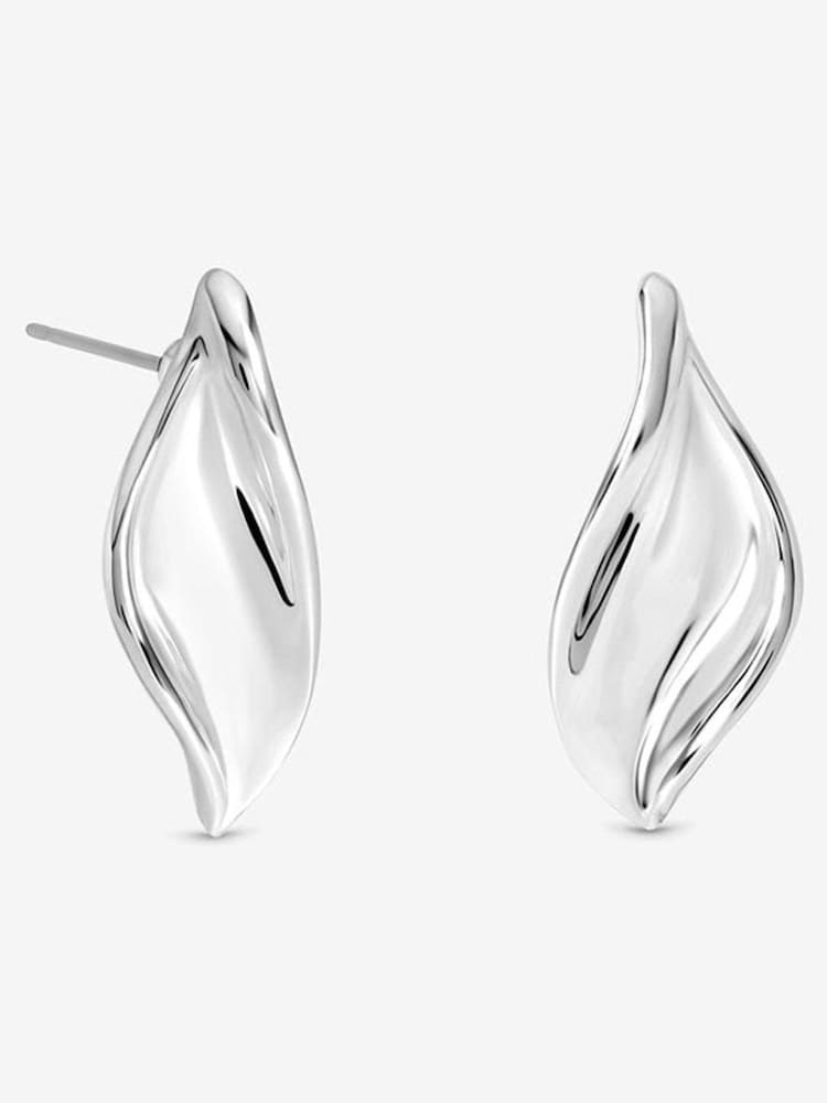 Inicio Silver Tone Statement Sculpted Earrings - Image 2 of 2 Inicio Silver Tone Statement Sculpted Earrings - Image 2 of 2