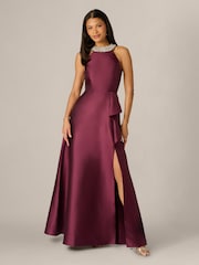 Adrianna Papell Red Embellished Mikado Gown - Image 1 of 6