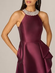 Adrianna Papell Red Embellished Mikado Gown - Image 3 of 6