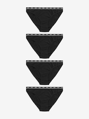 Black High Leg Logo Knickers 4 Pack - Image 1 of 5