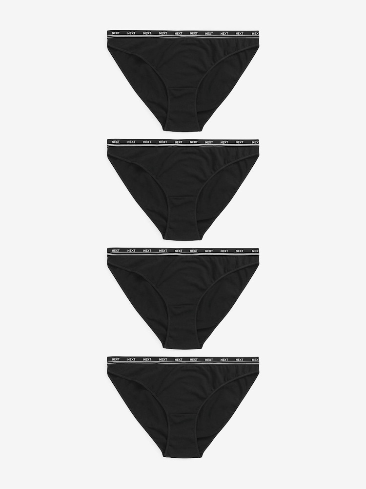 Black High Leg Logo Knickers 4 Pack - Image 1 of 5
