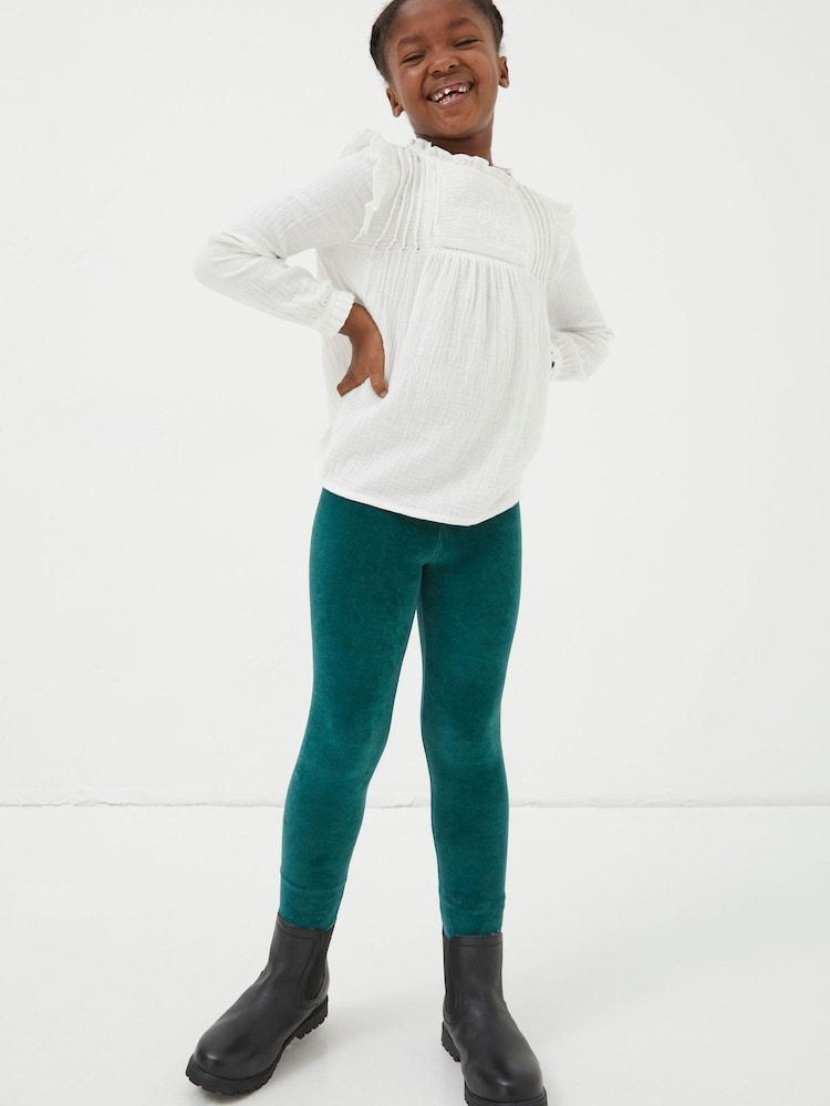 FatFace Green Velvet Leggings - Image 1 of 3