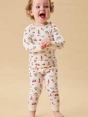 MORI Cream Supersoft London Print Pyjamas Set - Image 2 of 3