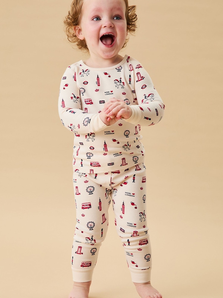 MORI Cream Supersoft London Print Pyjamas Set - Image 2 of 3