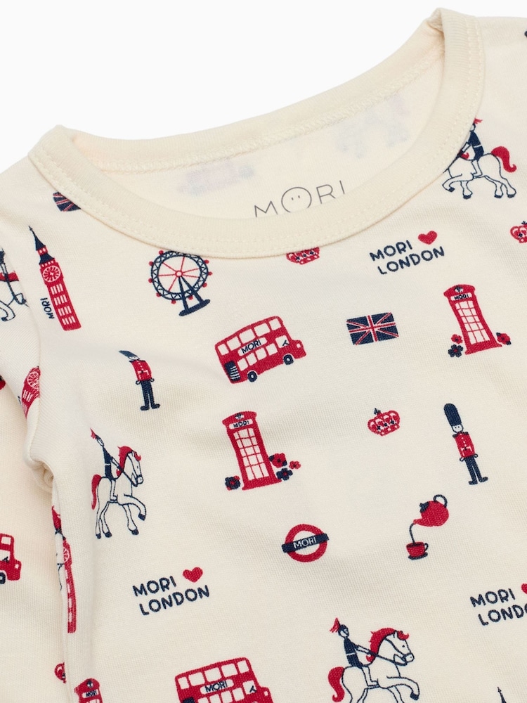 MORI Cream Supersoft London Print Pyjamas Set - Image 3 of 3