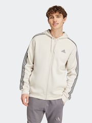 adidas Brown Essentials Fleece 3 Stripes Zip Up Hoodie - Image 1 of 7
