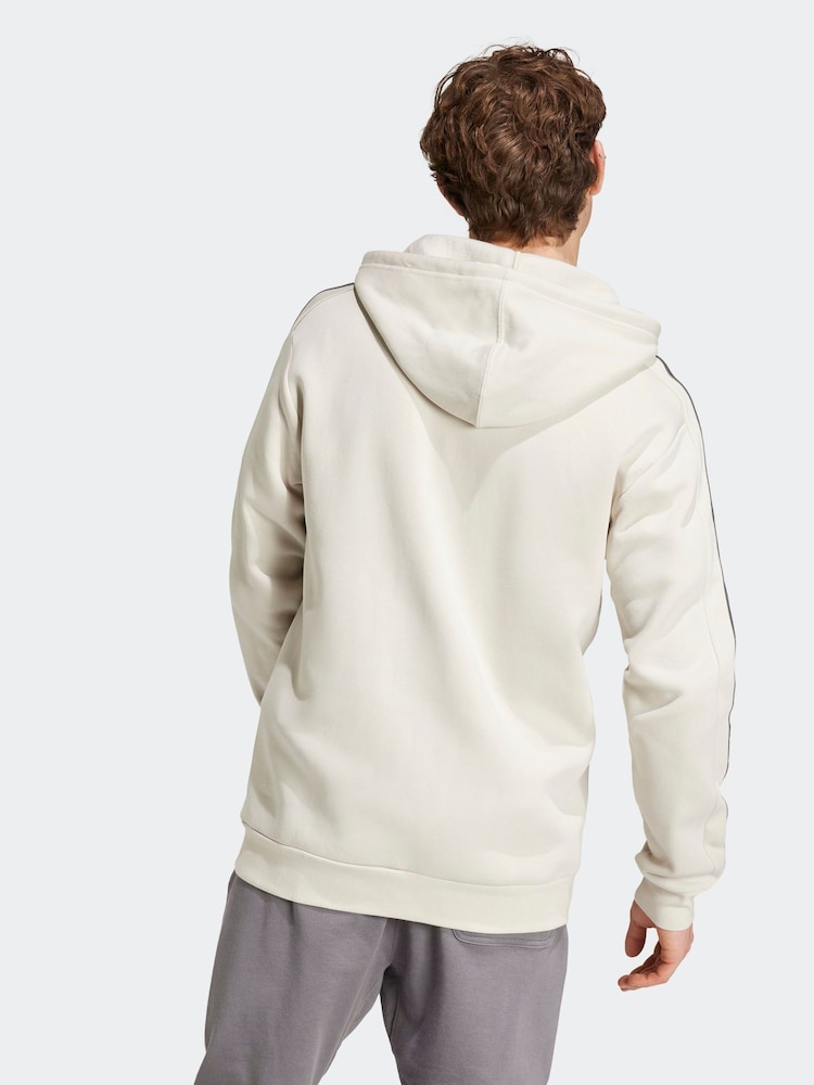 adidas Brown Essentials Fleece 3 Stripes Zip Up Hoodie - Image 2 of 7