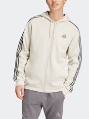adidas Brown Essentials Fleece 3 Stripes Zip Up Hoodie - Image 3 of 7