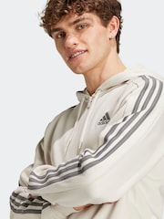 adidas Brown Essentials Fleece 3 Stripes Zip Up Hoodie - Image 5 of 7